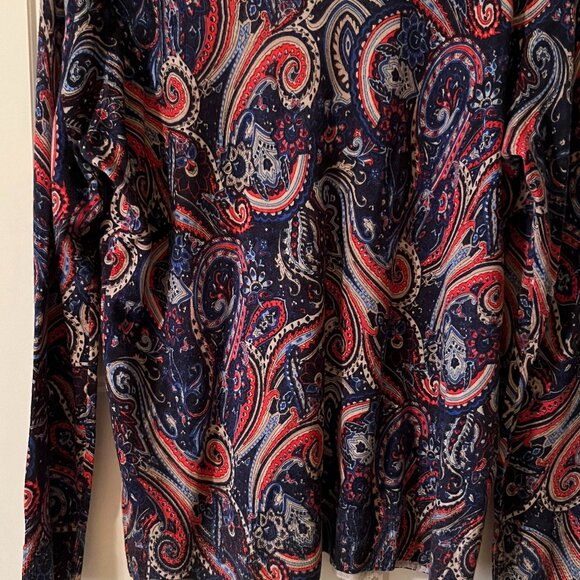 Talbots NWT Pure Merino Wool Cardi Paisley 1X Long-Sleeve - Picture 5 of 6